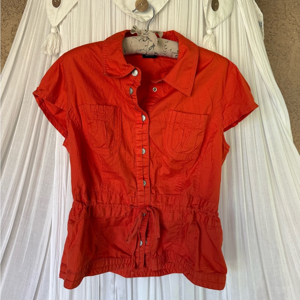 Tribal Women's Orange Button-Down Blouse